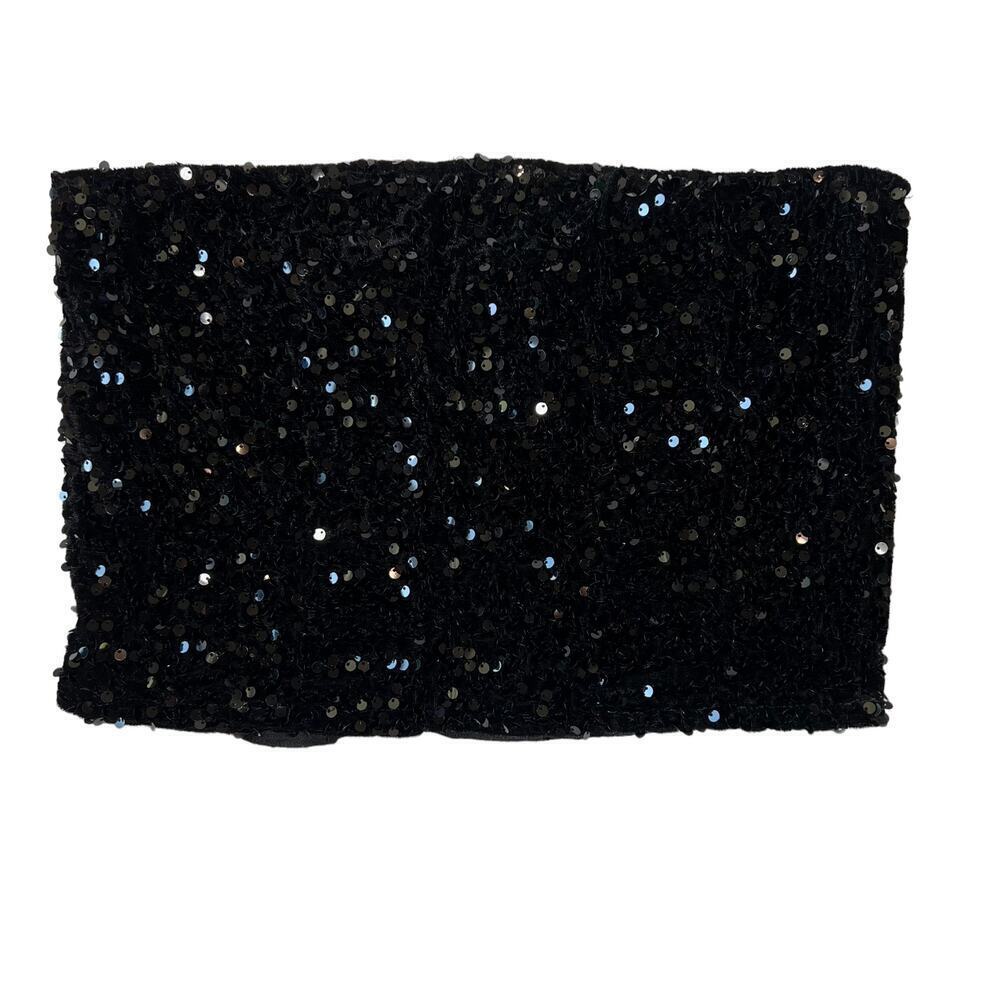 Motel Rocks Sequin Black Tube Top Size L - Picture 2 of 4